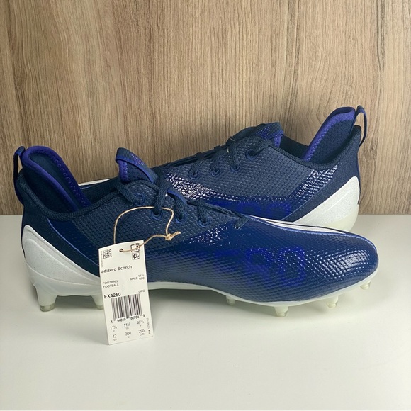 Adidas Men's Adizero Scorch Football Cleats Navy/White FX4250 - Picture 3 of 8